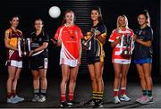 18 November 2019; In attendance during LGFA All-Ireland Club Finals Captains Day at Croke Park in Dublin are, from left, Marie Larkin, captain of MacHale Rovers and Eileen Lyons, captain of Donoughmore, with the Ladies All-Ireland Junior Club Championship Perpetual Cup, Louise Ward, captain of Kilkerrin/ Clonberne and Eimear Meaney of Mourneabbey, with the Dolores Tyrrell Memorial Cup,  Áine Tubridy, captain of Naomh Pól and Amy Gavin Mangan of Naomh Ciaran with the Ladies All-Ireland Intermediate Club Trophy. Photo by Sam Barnes/Sportsfile