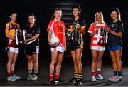 18 November 2019; In attendance during LGFA All-Ireland Club Finals Captains Day at Croke Park in Dublin are, from left, Marie Larkin, captain of MacHale Rovers and Eileen Lyons, captain of Donoughmore, with the Ladies All-Ireland Junior Club Championship Perpetual Cup, Louise Ward, captain of Kilkerrin/ Clonberne and Eimear Meaney of Mourneabbey, with the Dolores Tyrrell Memorial Cup,  Áine Tubridy, captain of Naomh Pól and Amy Gavin Mangan of Naomh Ciaran with the Ladies All-Ireland Intermediate Club Trophy. Photo by Sam Barnes/Sportsfile