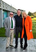 18 November 2019; Mrs Brown's Boys and the FAI have today announced the latest phase of their innovative six-year Heart Care Programme, which has already screened over 1600 boys and girls in the National Leagues. Pictured in attendance is Mrs. Brown's Boys Brendan O'Carroll, left, and Jenny Gibney, right, and David Greville, Heart Safety Solutions, at FAI Headquarters in Abbotstown, Dublin. Photo by Seb Daly/Sportsfile