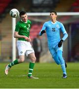 18 November 2019; Oran Crowe of Republic of Ireland in action against Dor David Turgeman of Israel during the UEFA Under-17 European Championship Qualifier match between Republic of Ireland and Israel at Turner's Cross in Cork. Photo by Piaras Ó Mídheach/Sportsfile