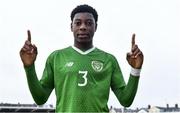 18 November 2019; Tayo Adaramola of Republic of Ireland celebrates after the UEFA Under-17 European Championship Qualifier match between Republic of Ireland and Israel at Turner's Cross in Cork. Photo by Piaras Ó Mídheach/Sportsfile