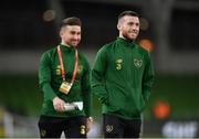18 November 2019; Jack Byrne, right and Sean Maguire of Republic of Ireland prior to the UEFA EURO2020 Qualifier match between Republic of Ireland and Denmark at the Aviva Stadium in Dublin. Photo by Seb Daly/Sportsfile