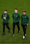 18 November 2019; Alan Judge left, with Alan Browne and Callum Robinson of Republic of Ireland prior to the UEFA EURO2020 Qualifier match between Republic of Ireland and Denmark at the Aviva Stadium in Dublin. Photo by Ben McShane/Sportsfile