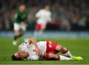 18 November 2019; Thomas Delaney of Denmark after picking up an injury during the UEFA EURO2020 Qualifier match between Republic of Ireland and Denmark at the Aviva Stadium in Dublin. Photo by Seb Daly/Sportsfile