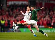 18 November 2019; Christian Eriksen of Denmark in action against Conor Hourihane of Republic of Ireland during the UEFA EURO2020 Qualifier match between Republic of Ireland and Denmark at the Aviva Stadium in Dublin. Photo by Harry Murphy/Sportsfile