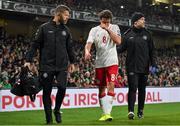 18 November 2019; Thomas Delaney of Denmark leaves the field after picking up an injury during the UEFA EURO2020 Qualifier match between Republic of Ireland and Denmark at the Aviva Stadium in Dublin. Photo by Seb Daly/Sportsfile