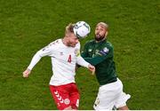 18 November 2019; Simon Kjær of Denmark in action against David McGoldrick of Republic of Ireland during the UEFA EURO2020 Qualifier match between Republic of Ireland and Denmark at the Aviva Stadium in Dublin. Photo by Ben McShane/Sportsfile