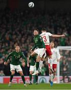 18 November 2019; Alan Browne of Republic of Ireland in action against Pierre-Emile Højbjerg of Denmark during the UEFA EURO2020 Qualifier match between Republic of Ireland and Denmark at the Aviva Stadium in Dublin. Photo by Seb Daly/Sportsfile