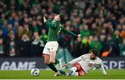 18 November 2019; Alan Browne of Republic of Ireland is fouled by Lasse Schöne of Denmark during the UEFA EURO2020 Qualifier match between Republic of Ireland and Denmark at the Aviva Stadium in Dublin. Photo by Seb Daly/Sportsfile