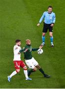 18 November 2019; David McGoldrick of Republic of Ireland in action against Lasse Schöne of Denmark during the UEFA EURO2020 Qualifier match between Republic of Ireland and Denmark at the Aviva Stadium in Dublin. Photo by Ben McShane/Sportsfile