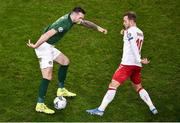 18 November 2019; Shane Duffy of Republic of Ireland in action against Christian Eriksen of Denmark during the UEFA EURO2020 Qualifier match between Republic of Ireland and Denmark at the Aviva Stadium in Dublin. Photo by Ben McShane/Sportsfile