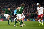 18 November 2019; David McGoldrick of Republic of Ireland has a shot on goal during the UEFA EURO2020 Qualifier match between Republic of Ireland and Denmark at the Aviva Stadium in Dublin. Photo by Stephen McCarthy/Sportsfile