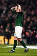 18 November 2019; Glenn Whelan of Republic of Ireland reacts after a missed opportunity during the UEFA EURO2020 Qualifier match between Republic of Ireland and Denmark at the Aviva Stadium in Dublin. Photo by Harry Murphy/Sportsfile