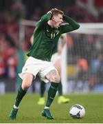 18 November 2019; James McClean of Republic of Ireland reacts during the UEFA EURO2020 Qualifier match between Republic of Ireland and Denmark at the Aviva Stadium in Dublin. Photo by Stephen McCarthy/Sportsfile