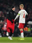 18 November 2019; Thomas Delaney, left, and Simon Kjær of Denmark celebrate following the UEFA EURO2020 Qualifier match between Republic of Ireland and Denmark at the Aviva Stadium in Dublin. Photo by Seb Daly/Sportsfile