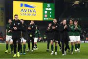 18 November 2019; Republic of Ireland players after the UEFA EURO2020 Qualifier match between Republic of Ireland and Denmark at the Aviva Stadium in Dublin. Photo by Stephen McCarthy/Sportsfile