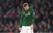 18 November 2019; James McClean of Republic of Ireland reacts after the UEFA EURO2020 Qualifier match between Republic of Ireland and Denmark at the Aviva Stadium in Dublin. Photo by Stephen McCarthy/Sportsfile