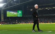 18 November 2019; Republic of Ireland manager Mick McCarthy during the UEFA EURO2020 Qualifier match between Republic of Ireland and Denmark at the Aviva Stadium in Dublin. Photo by Stephen McCarthyy/Sportsfile