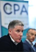 19 November 2019; Michéal Briody, CPA Chairman, speaking during the Club Players Association Press Conference at the Carlton Hotel in Blanchardstown, Dublin. Photo by Piaras Ó Mídheach/Sportsfile