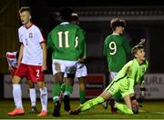 19 November 2019; Kevin Zefi of Republic of Ireland, 9, celebrates after scoring his side's first goal during the U15 International Friendly match between Republic of Ireland and Poland at Eamonn Deacy Park in Galway. Photo by Seb Daly/Sportsfile