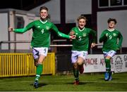 19 November 2019; Cathal Heffernan of Republic of Ireland, left, celebrates after scoring his side's second goal during the U15 International Friendly match between Republic of Ireland and Poland at Eamonn Deacy Park in Galway. Photo by Seb Daly/Sportsfile