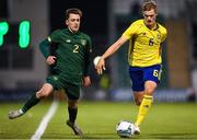 19 November 2019; Lee O'Connor of Republic of Ireland in action against John Bjorkengren of Sweden during the UEFA European U21 Championship Qualifier match between Republic of Ireland and Sweden at Tallaght Stadium in Tallaght, Dublin. Photo by Eóin Noonan/Sportsfile