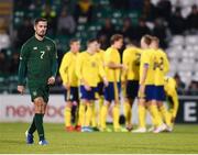 19 November 2019; Zack Elbouzedi of Republic of Ireland after his side conceded their first goal during the UEFA European U21 Championship Qualifier match between Republic of Ireland and Sweden at Tallaght Stadium in Tallaght, Dublin. Photo by Stephen McCarthy/Sportsfile