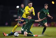 19 November 2019; Jake Larsson of Sweden is tackled by Conor Masterson of Republic of Ireland during the UEFA European U21 Championship Qualifier match between Republic of Ireland and Sweden at Tallaght Stadium in Tallaght, Dublin. Photo by Harry Murphy/Sportsfile