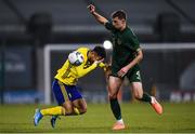 19 November 2019; Daleho Irandust of Sweden is fouled by Conor Masterson of Republic of Ireland during the UEFA European U21 Championship Qualifier match between Republic of Ireland and Sweden at Tallaght Stadium in Tallaght, Dublin. Photo by Harry Murphy/Sportsfile