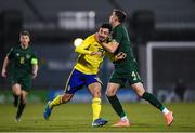 19 November 2019; Daleho Irandust of Sweden is fouled by Conor Masterson of Republic of Ireland during the UEFA European U21 Championship Qualifier match between Republic of Ireland and Sweden at Tallaght Stadium in Tallaght, Dublin. Photo by Harry Murphy/Sportsfile