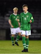 19 November 2019; Cian Barrett of Republic of Ireland celebrates at the final whistle following his side's victory during the U15 International Friendly match between Republic of Ireland and Poland at Eamonn Deacy Park in Galway. Photo by Seb Daly/Sportsfile