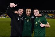 19 November 2019; Republic of Ireland players, from left, Troy Parrott, Adam Idah and Conor Coventry after the UEFA European U21 Championship Qualifier match between Republic of Ireland and Sweden at Tallaght Stadium in Tallaght, Dublin. Photo by Stephen McCarthy/Sportsfile