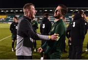 19 November 2019; Republic of Ireland manager Stephen Kenny with Zack Elbouzedi of Republic of Ireland following the UEFA European U21 Championship Qualifier match between Republic of Ireland and Sweden at Tallaght Stadium in Tallaght, Dublin. Photo by Eóin Noonan/Sportsfile