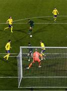 19 November 2019; Adam Idah of Republic of Ireland scores his side's second goal during the UEFA European U21 Championship Qualifier match between Republic of Ireland and Sweden at Tallaght Stadium in Tallaght, Dublin. Photo by Stephen McCarthy/Sportsfile