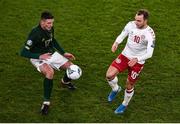 18 November 2019; Christian Eriksen of Denmark and Ciaran Clark of Republic of Ireland during the UEFA EURO2020 Qualifier - Group D match between Republic of Ireland and Denmark at Aviva Stadium in Dublin. Photo by Ben McShane/Sportsfile