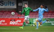 18 November 2019; Ben McCormack of Republic of Ireland in action against Ellay Yacob Shafiki of Israel during the UEFA Under-17 European Championship Qualifier match between Republic of Ireland and Israel at Turner's Cross in Cork. Photo by Piaras Ó Mídheach/Sportsfile