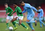 18 November 2019; Omotayo Adaramola of Republic of Ireland in action against Ellay Yacob Shafiki of Israel during the UEFA Under-17 European Championship Qualifier match between Republic of Ireland and Israel at Turner's Cross in Cork. Photo by Piaras Ó Mídheach/Sportsfile