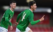 18 November 2019; Oliver O'Neill of Republic of Ireland, right, celebrates scoring his side's first goal with team-mate Ben McCormack during the UEFA Under-17 European Championship Qualifier match between Republic of Ireland and Israel at Turner's Cross in Cork. Photo by Piaras Ó Mídheach/Sportsfile