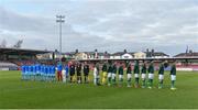 18 November 2019; Players and officials stand for the National Anthems before the UEFA Under-17 European Championship Qualifier match between Republic of Ireland and Israel at Turner's Cross in Cork. Photo by Piaras Ó Mídheach/Sportsfile