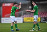 18 November 2019; Gavin Liam O'Brien of Republic of Ireland celebrates with team-mate Oran Crowe, right, after the UEFA Under-17 European Championship Qualifier match between Republic of Ireland and Israel at Turner's Cross in Cork. Photo by Piaras Ó Mídheach/Sportsfile
