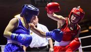 20 November 2019; Ciara Walsh of Smithfield, Co Dublin, left, in action against Daina Moorehouse of Enniskerry, Co Wicklow, in their 48kg bout during the IABA Irish National Elite Boxing Championships at the National Stadium in Dublin. Photo by Piaras Ó Mídheach/Sportsfile