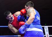 20 November 2019; Gytis Lisinskas of Celtic Eagles, Co Galway, left, in action against Antoine Griffin of Celtic Eagles, Co Galway, & Defence Forces, in their 91+kg bout during the IABA Irish National Elite Boxing Championships at the National Stadium in Dublin. Photo by Piaras Ó Mídheach/Sportsfile