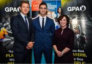 21 November 2019; Dublin hurler Riain McBride, centre, is joined by Paul Flynn, GPA CEO, and Professor Barbara Flood, DCU Business School, at the announcement of the 10th year of DCU Business School and GPA scholarships, at DCU Business School in Dublin City University, Dublin. Photo by Seb Daly/Sportsfile
