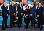 21 November 2019; Pictured in attendance, from left, are former Dublin footballer Mark Vaughan, former Dublin footballer Shane Carthy, Paul Flynn GPA CEO, Professor Barbara Flood, DCU Business School, Dublin hurler Riain McBride and former Roscommon footballer Paul Gleeson, at the announcement of the 10th year of DCU Business School and GPA scholarships, at DCU Business School in Dublin City University, Dublin. Photo by Seb Daly/Sportsfile