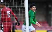 18 November 2019; Anselmo Garcia McNulty of Republic of Ireland celebrates scoring his side's second goal during the UEFA Under-17 European Championship Qualifier match between Republic of Ireland and Israel at Turner's Cross in Cork. Photo by Piaras Ó Mídheach/Sportsfile