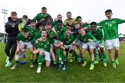 18 November 2019; Republic of Ireland players celebrate after the UEFA Under-17 European Championship Qualifier match between Republic of Ireland and Israel at Turner's Cross in Cork. Photo by Piaras Ó Mídheach/Sportsfile