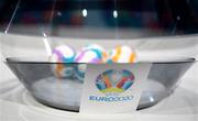 22 November 2019; A detailed view of a draw pot prior to the UEFA EURO 2020 Play-Off Draw at UEFA Headquarters in Nyon, Switzerland. Photo by UEFA via Sportsfile