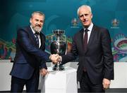 22 November 2019; Republic of Ireland manager Mick McCarthy, right, and Slovakia manager Pavel Hapal following the UEFA EURO 2020 Play-Off Draw at UEFA Headquarters in Nyon, Switzerland. Photo by UEFA via Sportsfile