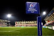 22 November 2019; A general view of a touchline flag ahead of the Heineken Champions Cup Pool 3 Round 2 match between Ulster and ASM Clermont Auvergne at the Kingspan Stadium in Belfast. Photo by Sam Barnes/Sportsfile