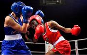22 November 2019; Evelyn Igharo of Clann Naofa, Co Louth, right, in action against Ciara Ginty of Geesala, Co Mayo, in their 64kg bout during the IABA Irish National Elite Boxing Championships Finals at the National Stadium in Dublin. Photo by Piaras Ó Mídheach/Sportsfile